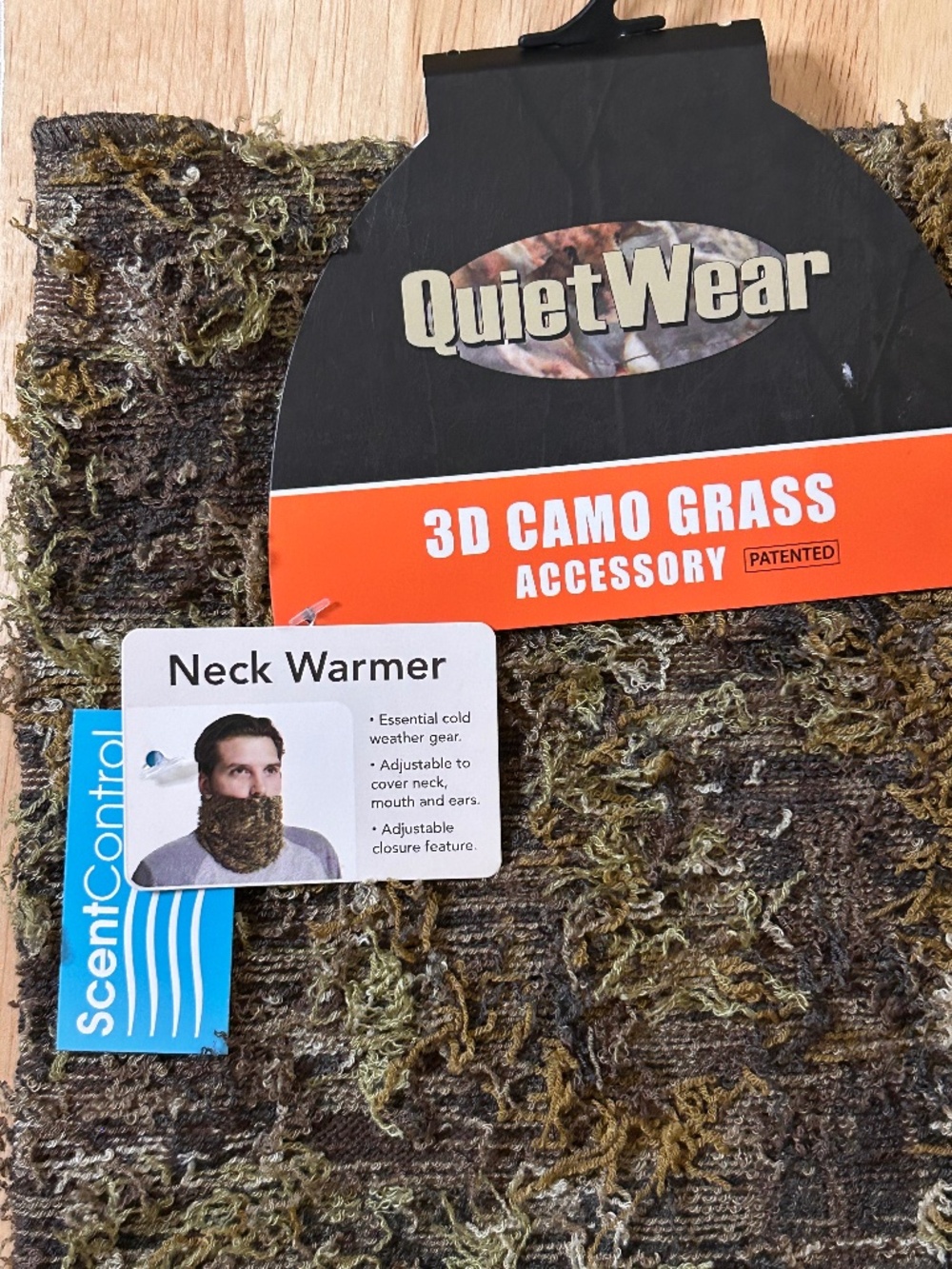 QuietWear 3D Camo Grass Neck Gaitor Brown/Green/Beige Stretch Gaiter
